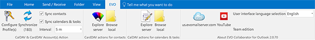 EVO Collaborator for Outlook UI